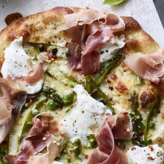 Asparagus and Snap Pea Pizza