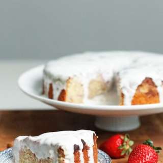 Lemon almond yogurt cake with strawberries (GF)
