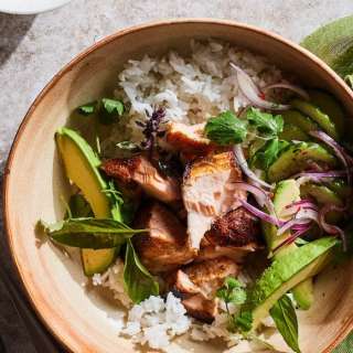 Spiced Salmon Bowl with Thai Basil Yogurt