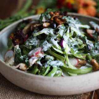 Montreal spring fiddlehead salad with dill-lemon balm kefir dressing