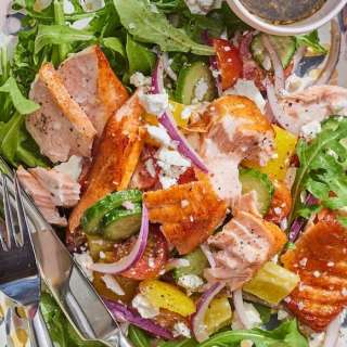 Greek Salad with Salmon