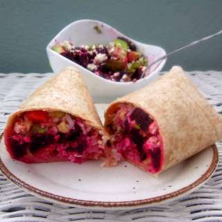 Beet, avocado and feta salad (or wrap)