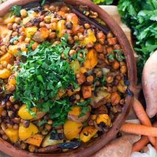 Vegan orange tagine with peaches