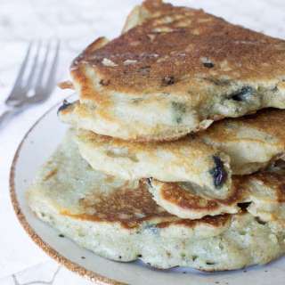 Blueberry sourdough pancakes, or the breakfast of champions