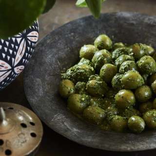 Marinated Green Harissa Olives