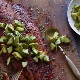 Blackened Salmon with Avocado Cucumber Salsa