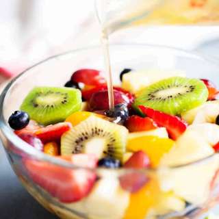 RAINBOW FRUIT SALAD WITH HONEY LIME DRESSING