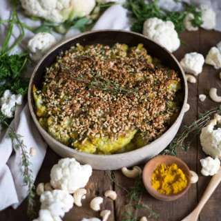 German roasted cauliflower with curry cashew crust