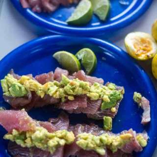 Avocado and passion fruit tuna carpaccio