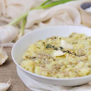 Mashed potatoes with Greek garlic beet greens, or what to do with those pesky beet greens