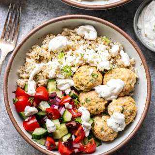 Greek Chicken Meatball Bowls