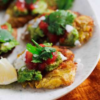 Traditional Colombian Patacones (Smashed and Fried Plantains)