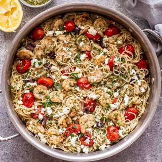 Grilled Shrimp Pesto Pasta