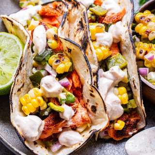 Grilled Salmon Tacos with Corn Salsa