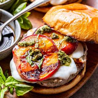 Peach Caprese Burgers