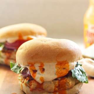 Buffalo Turkey Burgers with Blue Cheese Sauce