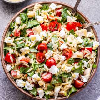 Spinach Orzo Chicken Salad with Goat Cheese