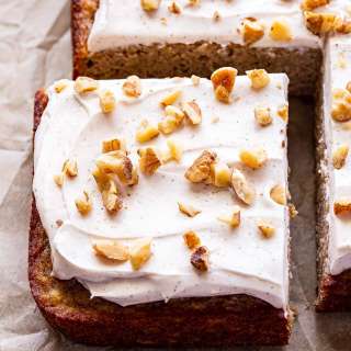 Banana Snack Cake with Cinnamon Cream Cheese Frosting