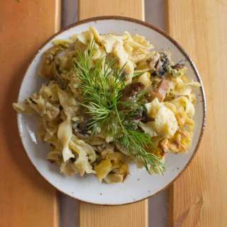 Mushroom leek kugel, or what awaits us in the woods
