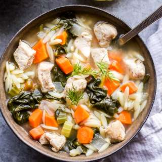 Lemon Chicken, Spinach and Orzo Soup