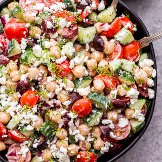 Greek Chickpea Salad with Tzatziki Dressing