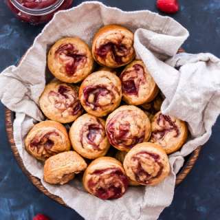 Raspberry Jam Swirled Almond Butter Muffins