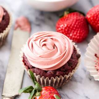 Red Velvet Beet Cupcakes with Strawberry Coconut Whipped Cream