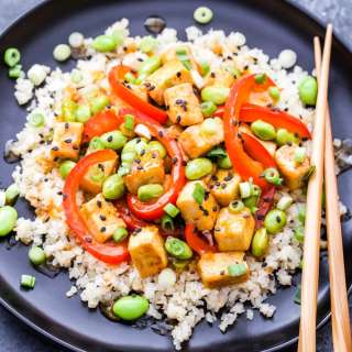 Orange Tofu and Edamame Stir-Fry