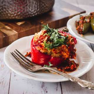 Moroccan Ground Turkey Stuffed Peppers
