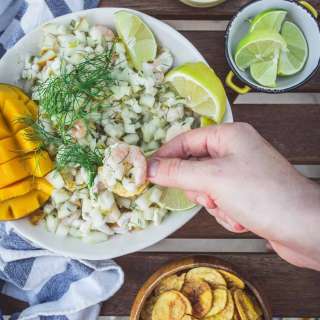 Colombian Ceviche with pear, fennel and mango