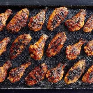 Grilled Chicken Wings with Maple Bourbon Sauce