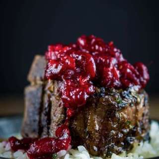 Braised Lamb Chops with Cranberry-Harissa