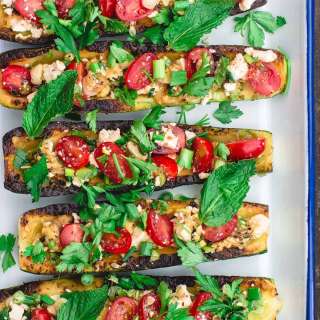 Stuffed Zucchini Boats with Tomato and Feta