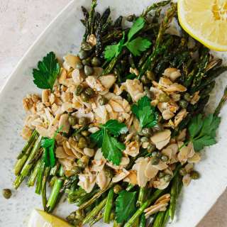 Ottolenghi Air Fryer Asparagus with Butter, Almonds, Parsley and Lemon