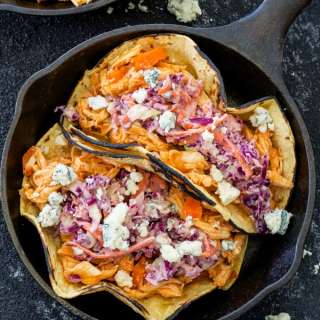 Buffalo Chicken Tacos with Blue Cheese Coleslaw