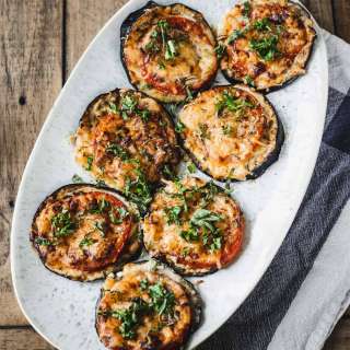 Cheesy roasted eggplant tomato recipe