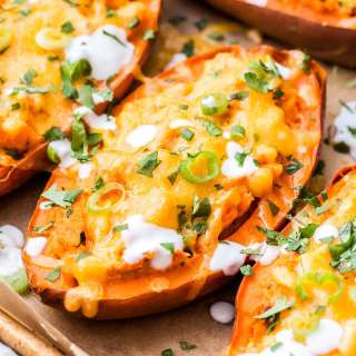 Cheesy Chipotle Lime Twice Baked Sweet Potatoes