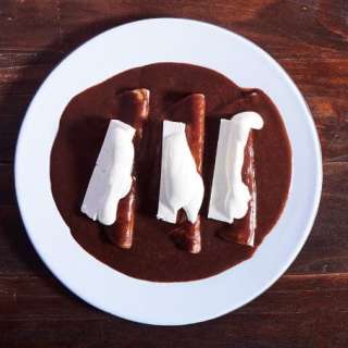 Ham Enchiladas with Bean Sauce - Enfrijoladas