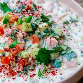 Cucumber Tomato Tahini Salad