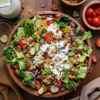 Crispy Rice Cheeseburger Salad