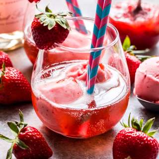 Strawberry Sorbet Rosé Floats
