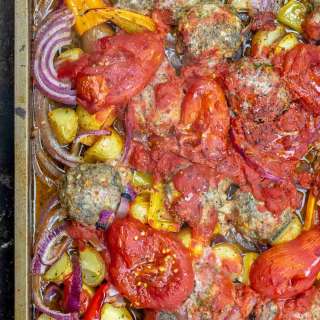 Sheet Pan Baked Meatballs and Vegetables (Italian-Style)