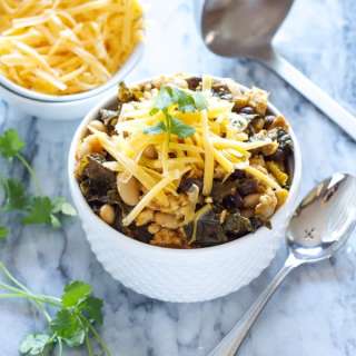 Slow Cooker Pumpkin, Turkey, Kale Chili