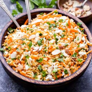 Mediterranean Bulgur Salad with Carrots, Almonds and Feta