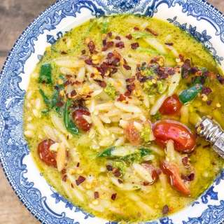 Pesto Lemon Orzo Soup