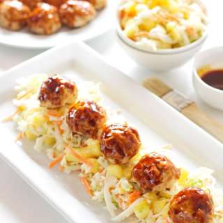 Asian Meatballs with Pineapple Slaw