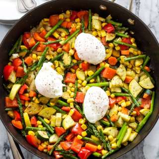 Vegetable Hash with Poached Eggs
