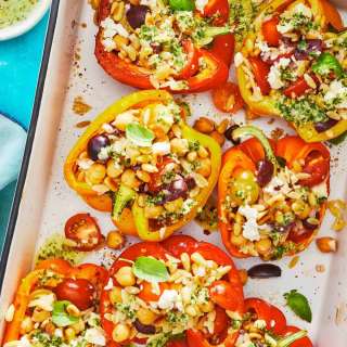 Vegetarian Stuffed Peppers with Basil Vinaigrette