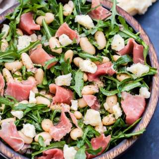 Lemony White Bean, Arugula and Prosciutto Salad