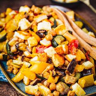 Roasted Vegetable Salad with Halloumi